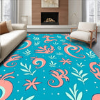 Coral Dragon and Flora Aqua Rug