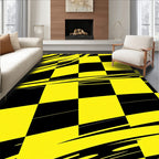 Dynamic Yellow Black Checkerboard Motion Rug