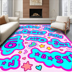 Pink Aqua Cloud Shapes Stars Hearts Rug