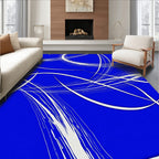 Vibrant Blue White Brushstroke Swirls Rug