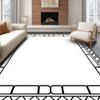 Striking Geometric Border Black White Rug