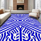 Bold Blue Abstract Zebra Stripes Rug
