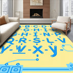 Blue Alphabet Circuit Board Layout Rug