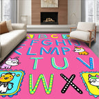 Playful Alphabet Characters Cute Animals Rug