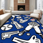 Bold Blue Baseball Bat Glove Rug