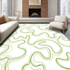 Fluid Green Swirl Abstract Rug