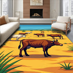 Herd of Cows Meadow Landscape Rug
