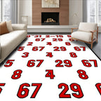 Red Vintage Number Grid Rug