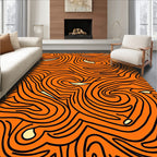 Bold Orange Swirling Line Abstract Rug
