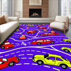 Red Yellow Cars Traffic Cones Rug