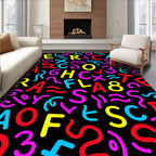 Brightly Colored Alphabet Swirls Rug