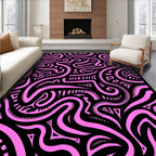 Hot Pink Abstract Swirl Tribal Design Rug