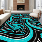 Bold Turquoise Swirl Abstract Contemporary Rug