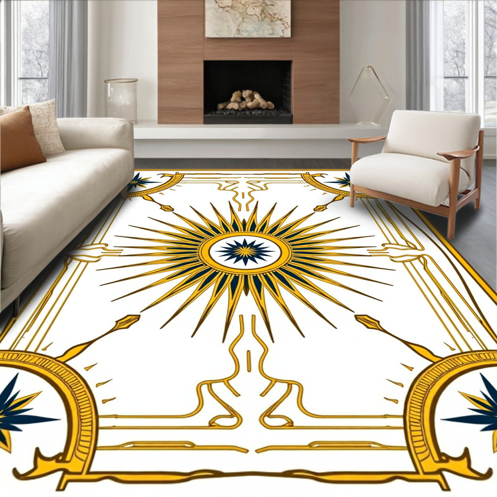 Golden Sunburst With Celestial Accents Rug