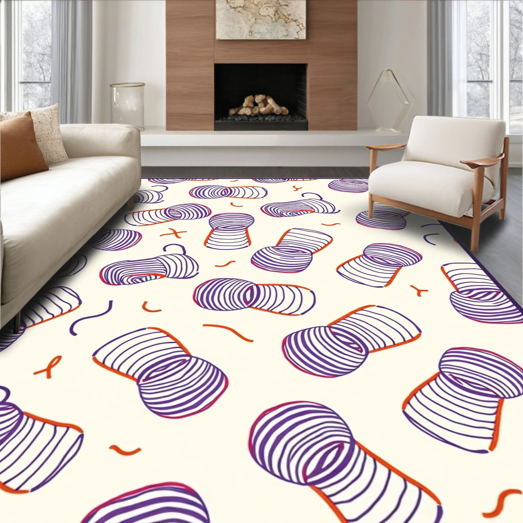 Purple Orange Stipes Abstract Forms Rug