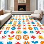 Colorful Retro Circle Floral Medley Rug
