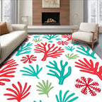 Coral Reef Red Green Teal Snowflake Rug