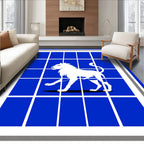 Bold White Lion Grid Blue Rug