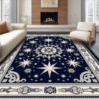 Navy Celestial Star Compass Rug