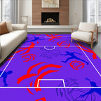Bold Purple Football Players Floral Rug
