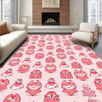 Coral Pink Cartoon Characters Repeat Rug