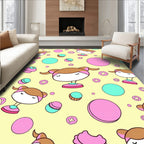 Cute Kawaii Girls Pink Teal Circles Rug