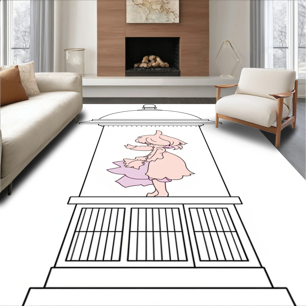 Pink Anime Girl Lantern Graphic Rug
