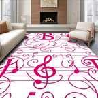 Vibrant Pink Musical Notes Staff Rug
