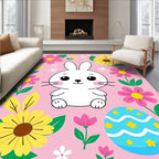 Cute Bunny Amongst Spring Flowers Rug