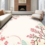 Pastel Pink Blossom Branches and Leaves Rug