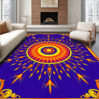 Vibrant Sunburst Mandala Royal Blue Rug