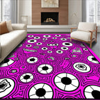 Vibrant Pink Surreal Creatures Abstract Rug