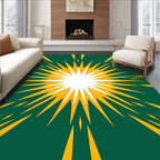 Radiant Sunburst Green Yellow Burst Rug
