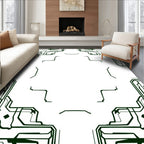 Green Circuit Board Geometric Border Rug
