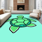 Cute Green Turtle Marine Life Rug