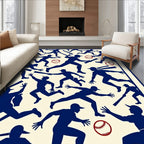 Navy Blue Baseball Players Action Rug