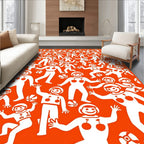 Orange Figures with Cherry Chest Motifs Rug