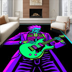 Electric Skeleton Jam Session Purple Green Rug
