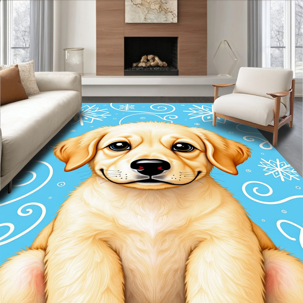 Playful Golden Retriever Snowflake Companion Rug
