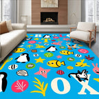 Playful Ocean Alphabet Penguins Fish Rug