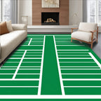 Emerald Green White Geometric Grid Rug