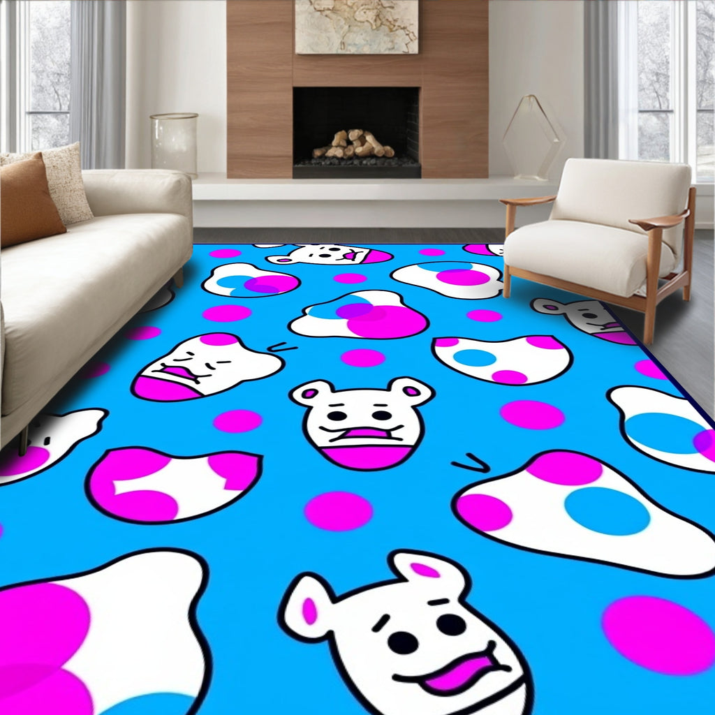 Whimsical Blue Bear Bubble Duo Rug