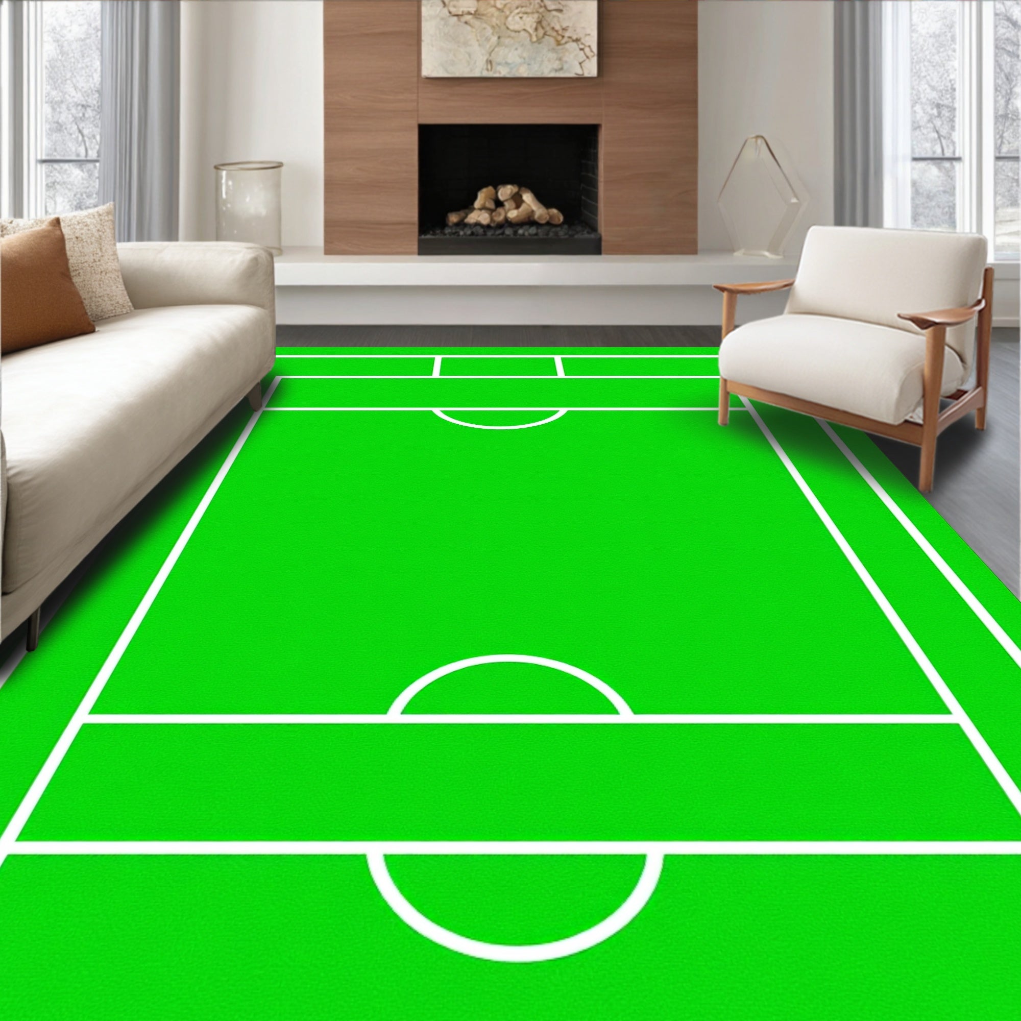 Bright Green Field Graphic Rug