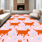 Orange Goat Pink Bubble Whimsical Repeat Rug