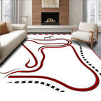 Red Black Racing Track Flags Rug