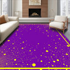 Vibrant Purple Yellow Bursting Particles Rug