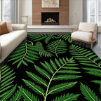 Dark Green Fern Leaf Pattern Rug