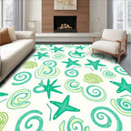 Coastal Teal Starfish Swirls Rug