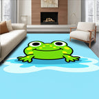 Cute Green Frog Water Splash Rug