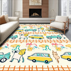 Whimsical Farm Animals And Cars Rug